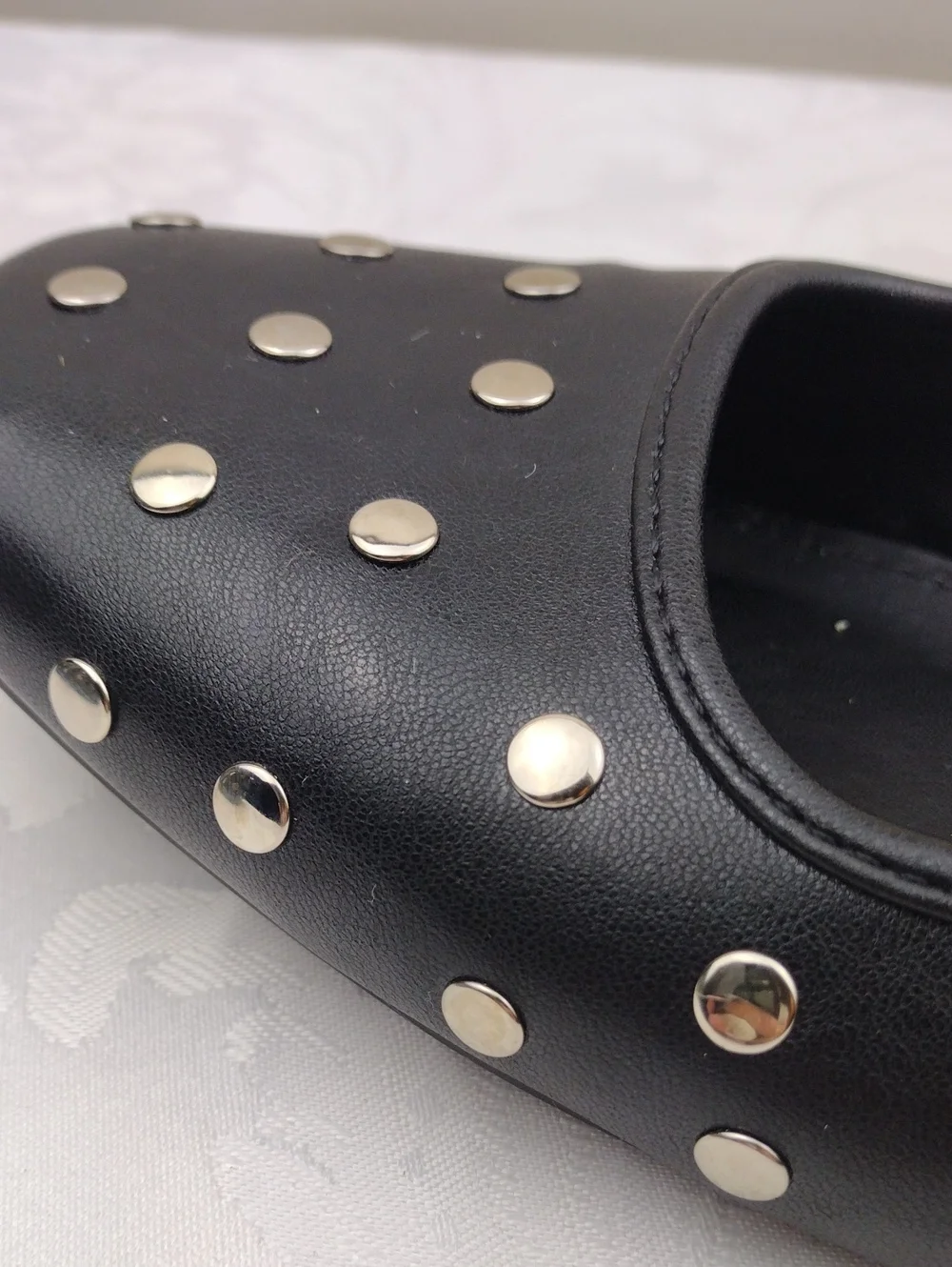 Madden Girl Polly Black PU Silver Studded Upper Square Toe Flat Mary Jane Shoe